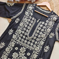 Black Pure Muslin 3D Work Lucknow Chikankari Kurta
