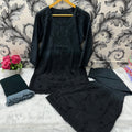 Black Beautiful Lucknow Chikankari Work Ombre Dye Short Kurti, Garara & Dupatta Sets