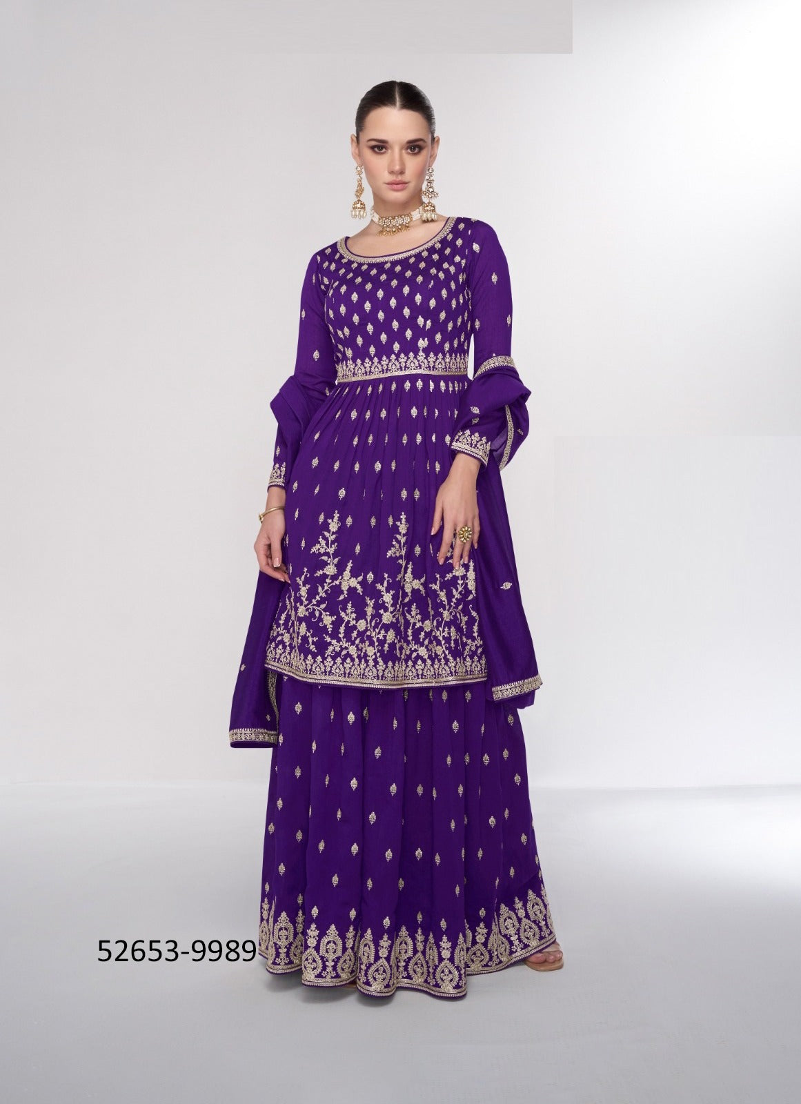 Purple Premium Ready to wear Sharara Suit Set