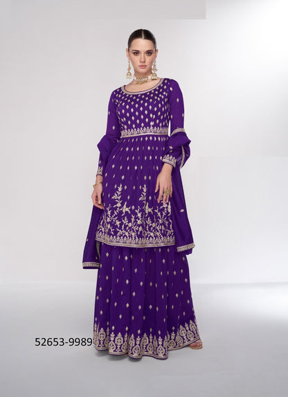 Purple Premium Ready to wear Sharara Suit Set