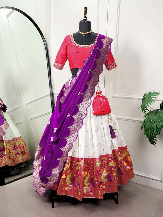 Graceful Heritage Paithani Lehenga Choli Set for Navratri and Garba