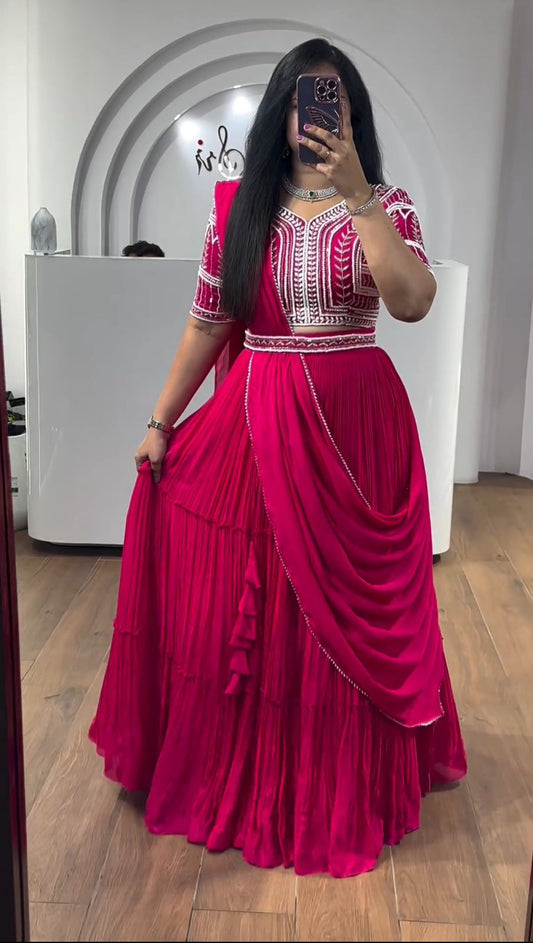 Pink Party Wear Fancy Lehenga Choli