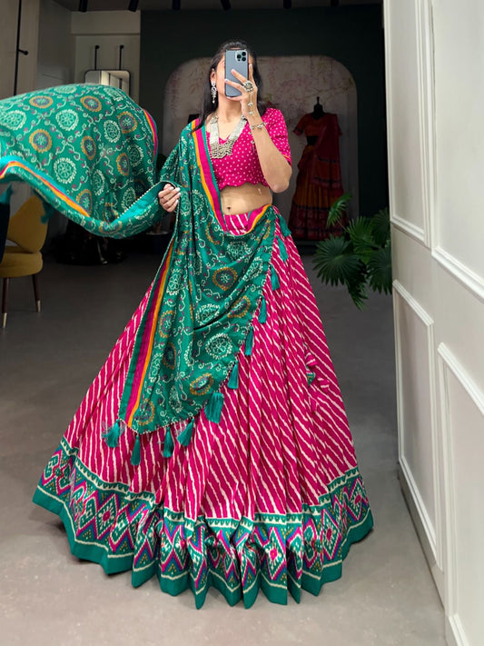 Pink Bandhej Chaniya Choli for Navratri and Garba, Dandiya