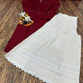 Charmingly Chic: Maroon Cotton Chikan Kurti with Kalidar Sharara Set