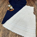 Charmingly Chic: Navy Blue Cotton Chikan Kurti with Kalidar Sharara Set