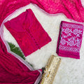 Cherry Chikankari Handwork Cotton Dyeable Set , Dobby Bundi Dupatta from Lucknow