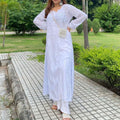 Chic Modal Square Neck Kurti with White Chikankari Pallazo