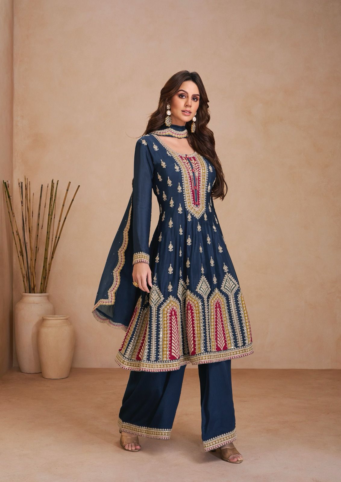 Deep Blue Designer Salwar Kameez with Dupatta