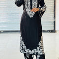 Chikankari Hand Work Black Co-ord Set with Afghani Shalwar
