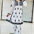 Chikankari Handwork White Kurta with Black Embroidery Co-ord Set