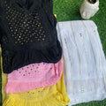 Chikankari Viscose Georgette Short Top and Flair Palazzo Set with Mukesh Work in 3 Colors