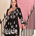 Black Chikankari Cotton Short Kurti Palazzo Set