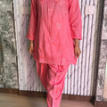 Peach Premium Lucknow Chikankari Cotton Short Frock Dhoti Co-ord Set