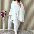 Classic Handcrafted White Chikankari Kurta with Dhoti Pants Set (Black and White Options)
