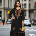 Black Handcrafted Multi-Thread Lucknowi Chikankari Gharara Set 🖤
