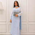Sky Blue Elegant Viscose Lucknow Chikankari Handwork Ensemble (New)
