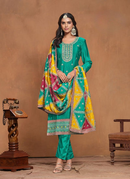 Teal Punjabi Vibrant Salwar Kameez Dupatta Suit - Plus Sizes