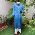 Classic Pastel Blue Ethereal Dyeble Modal Chikankari Kurta Set