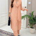 Peach Dust Dyeable Modal Chikankari Kurta Set