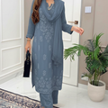 Baltic Grey Dyeable Modal Chikankari Kurta Set