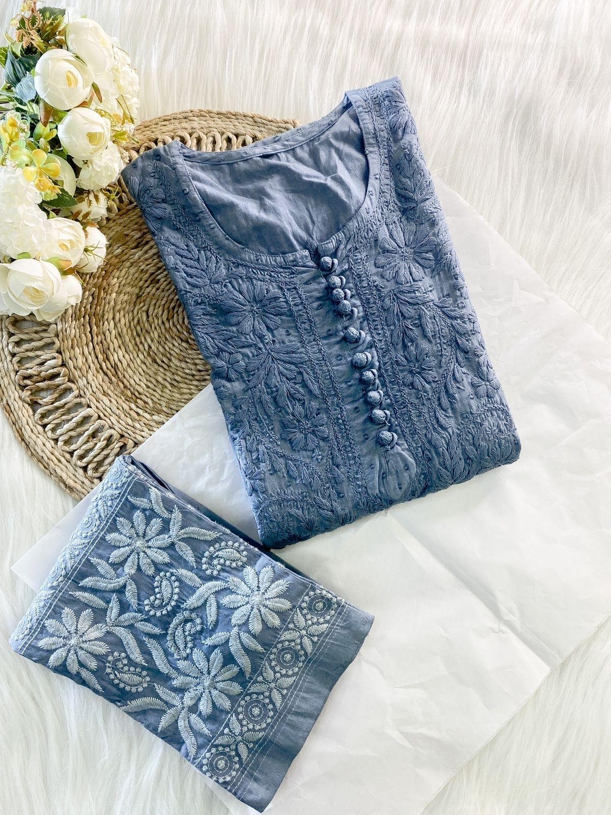 New Combo of 10 Cotton Chikankari Paisley Handwork Kurta Sets