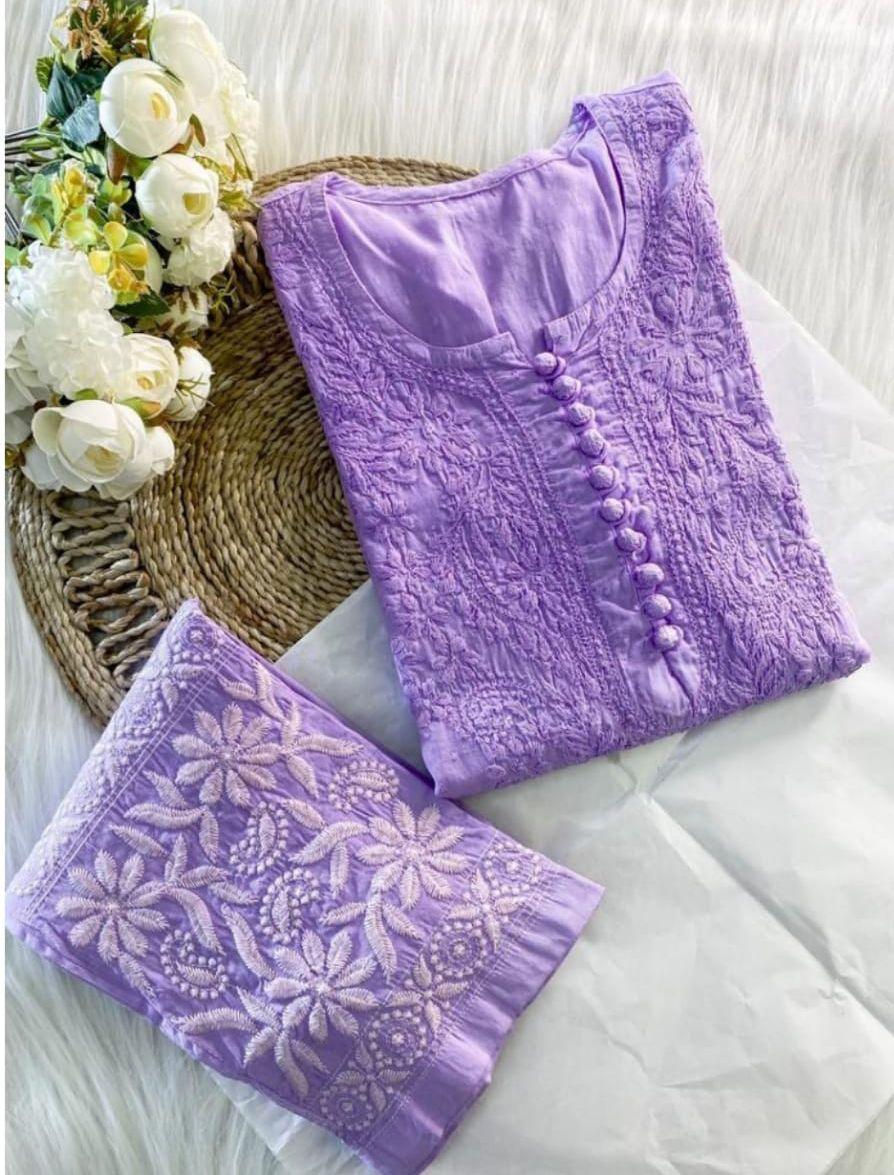 New Combo of 10 Cotton Chikankari Paisley Handwork Kurta Sets