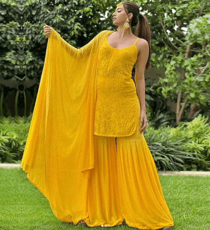 Custom Colors Luxe Elegance Viscose Set with Sharara and Dupatta - Inayakhan Shop 