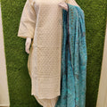 Design 7 - Chikankari Kurti with Chikan Afghani and Handworked Super Champ Raw Silk Handcrafted Dupatta