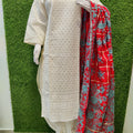 Design 8 - Chikankari Kurti with Chikan Afghani and Handworked Super Champ Raw Silk Handcrafted Dupatta