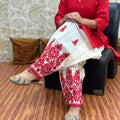 Red Design - 2  Elegant Patiala Salwar Set with Pure Cotton Chikankari Kurti
