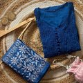 Dark Blue Exclusive Lucknow Chikankari Cotton Kurti & Pant Co-ord Set