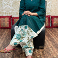 Dark Green Cotton Elegance Sequin-Infused Chikan Kurti and Digital Patiala Ensemble
