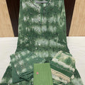 Dark Green Reflections Tie Dye 3-Piece Chikankari Mirror Set with Inner Delight