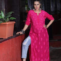 Dark Pink Black Breezy Bliss Dyed Viscose Long Kurti