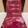 Dark Pink Groovy Reflections Tie Dye 3-Piece Chikankari Mirror Set with Inner Delight