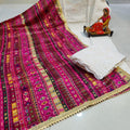 Dark Pink Multi Color Shades Chikankari Elegance - Pakistani Dupatta & Kurti Palazzo Set