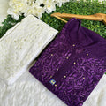 Dark Purple Elegant Rayon Muqaish Ensemble