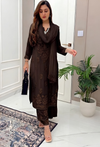 Dark Brown Ethereal  Chikankari Kurta Set (New)