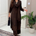 Dark Brown Ethereal  Chikankari Kurta Set (New)