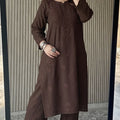 Dark Brown Lucknow Chikankari Rayon Kurta Palazzo Co-ord Set with Tone-to-Tone Hand Embroidery