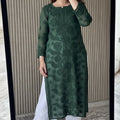 Dark Green Lucknowi Chikankari Rose Viscose Georgette Kurta Set