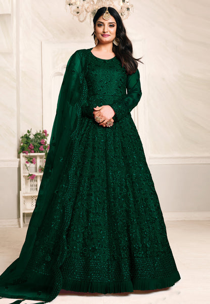 Green Premium Long Anarkali Suit with Dupatta – Special Occasion & Eid Wear