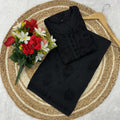 Black Lucknowi Chikankari Ghas Patti Handwork Dobby Cotton Kurti Palazzo Set with Lace and Kureshiya Buttons