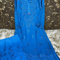 Deep Blue Elegant Euphoria: Luxe Lucknowi Chikankari Modal Palazzo Set