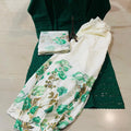Deep Green Elegant Ensemble: Ready-to-Wear Chikankari Kurti with Afghani Dupatta Set
