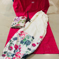 Deep Pink Elegant Ensemble: Ready-to-Wear Chikankari Kurti with Afghani Dupatta Set