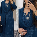 Ocean Blue Ethereal Dyeable Modal Chikankari Kurta Set (New)