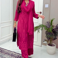 Deep Pink Ethereal Dyeable Modal Chikankari Kurta Set (New)