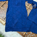 Deep Blue Premium Rayon Chikankari Kurti Palazzo Set – Lucknowi Handwork | Sizes 36–48