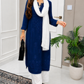 Deep Blue and White Ethereal Dyeable Chikankari Kurta Set (New)
